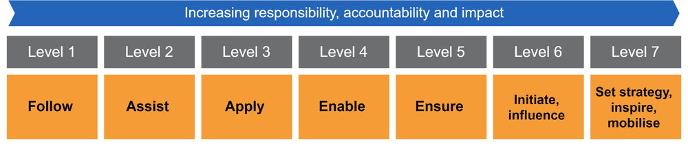 Diagram of horizontal view of levels of responsibility