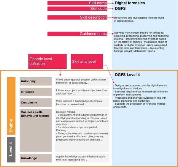 Diagram of SFIA skill example Digital forensics