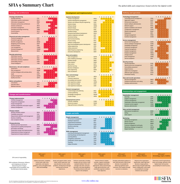 Image of the SFIA 9 summary chart