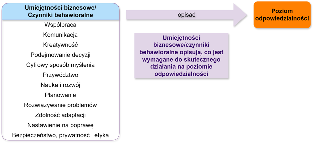 diagram of behavioural factors and business skills and levels of responsibility