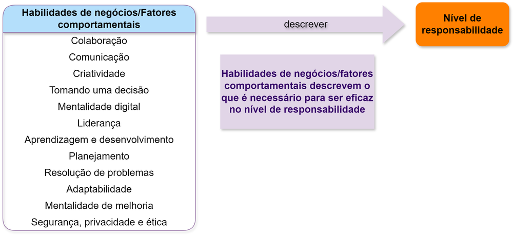 diagram of behavioural factors and business skills and levels of responsibility